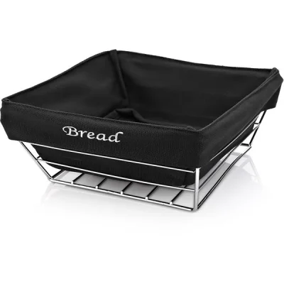 Biradlı Brd-Hw180 Siyah Bezli Kare Ekmek Sepeti 22X22X9 Cm