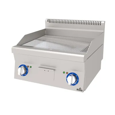 Atalay E-AEI-660-N-CR Setüstü Elektrikli Izgara, Nervürlü, Krom Yüzeyli, 60x60x30 Cm