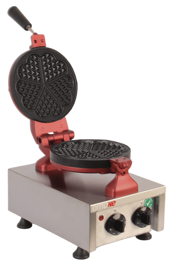 Omake Zamanlayıcılı Kalp Model Tekli Yuvarlak Waffle Makinesi