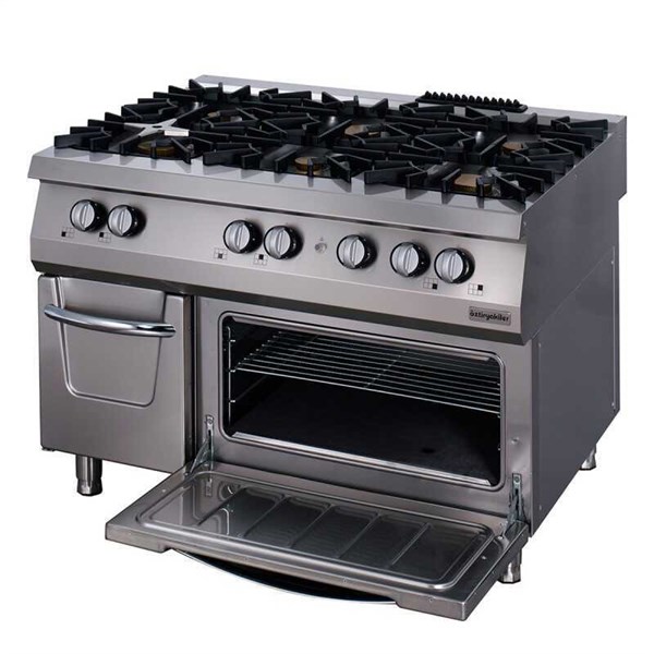 Öztiryakiler 700 Seri Kuzine Fırınlı Gazlı 6 Açık Ateş 120*70*85 (Lp)-3X6 Kw+3X7,5 Kw +7 Kw Gazlı Fırın