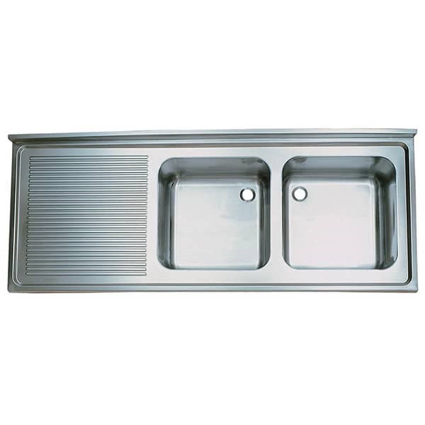 Öztiryakiler Tablalı Evye 140*60 Çift Göz Sol Damlalıklı 40*40*25 Gözlü 1,00 Mm