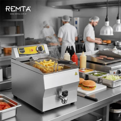 Remta R110 Tekli Yağ Tahliye Musluklu 8 lt Fritöz