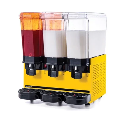 Samixir 20 + 20 + 20 L Klasik Triple Fıskiyeli + Karıştırıcılı + Karıştırıcılı Soğuk İçecek Dispenseri Sarı