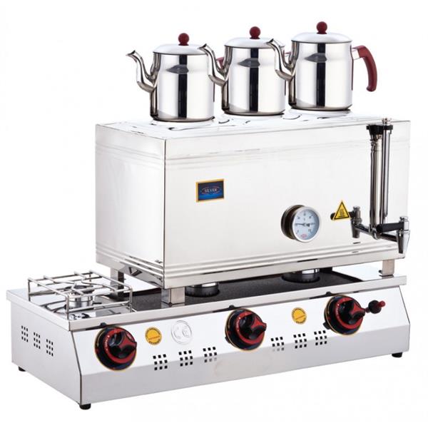 SilverInox 2066 60 Model LPG 3 Demlikli Çift Taban Kaynaklı Çay Ocağı