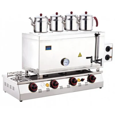 SilverInox 2067-D 85 Model 4 Demlikli Çift Taban Kaynaklı Doğalgazlı Çay Ocağı
