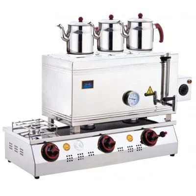 SilverInox 2101 60 Model 3 Demlikli Çift Taban Kaynaklı LPG ve Elektrikli Çay Ocağı